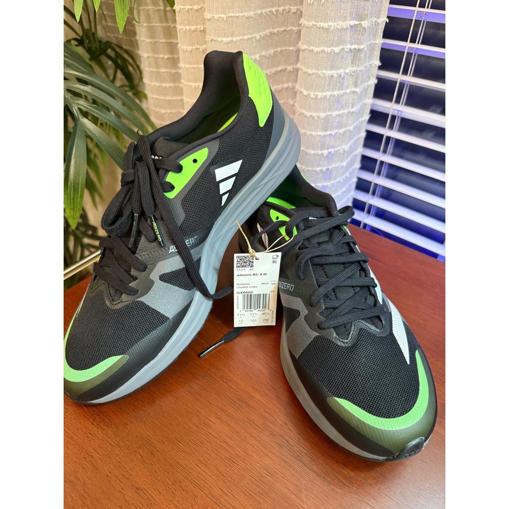 Adidas Adizero RC 4 M Mens‎ Running Shoes Black Green GX6660 Size 12 NEW